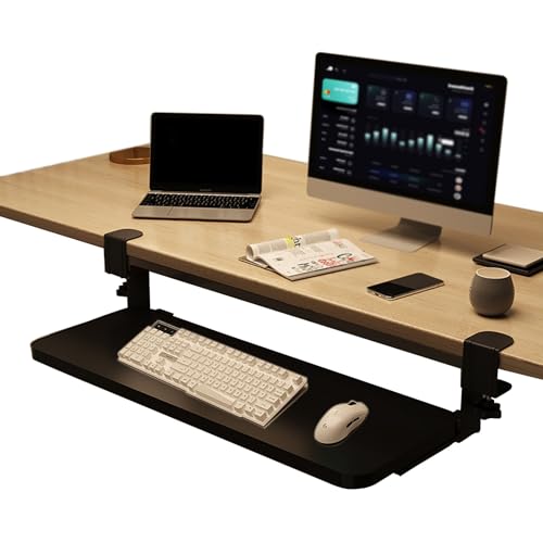 Benutzerdefiniertes Tastenkappen-Set für Gaming-Tastatur, unter dem Schreibtisch, ausziehbare Schublade für Mäuse und Zubehör, Schwarz, 65 x 24 cm, ergonomisches Design Bild 1