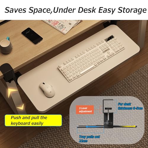 Benutzerdefiniertes Tastenkappen-Set für Gaming-Tastatur, unter dem Schreibtisch, ausziehbare Schublade für Mäuse und Zubehör, Schwarz, 65 x 24 cm, ergonomisches Design Bild 5