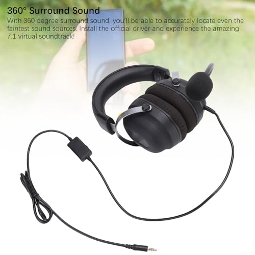 Gaming -Headset, 360 ° Surround -Sound mit 50 -mm -Treibern für PC -Schalter, Isolationsohrbecher, 3,5 -mm -Buchse, Stahlrahmen Bild 4