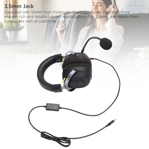 Gaming -Headset, 360 ° Surround -Sound mit 50 -mm -Treibern für PC -Schalter, Isolationsohrbecher, 3,5 -mm -Buchse, Stahlrahmen Bild 5