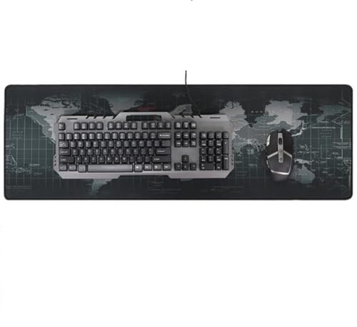 Mauspad, XXL, Weltkarte, 880 x 300 mm, rutschfeste Gummibasis, wasserdicht und verstärkte Kanten, ideal für Maus, Tastatur, Gaming-PC und Gamer Bild 2