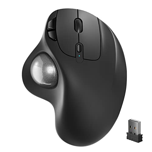 Nulea M501 Trackball Ergonomisch Wiederaufladbar Daumenbedient Präzise 3 Geräte via Bluetooth/USB für PC/Laptop/Mac/Windows (Bright Silver) Bild 1