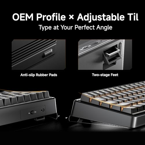 Dierya DK68E Gaming Tastatur,60% Prozent Gasket Mechanische Tastatur mit Knopf,RGB Hot Swap Linearer Creamy Switches,Compact 66 Tasten Anti-Ghosting,QWERTY-US Layout (Schwarz, Creamy Switches) Bild 7