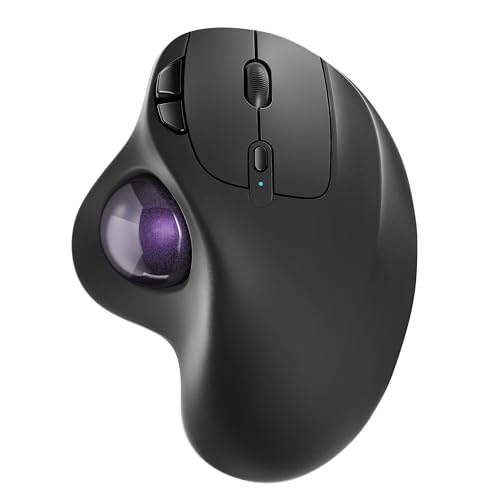 Nulea M501 Wireless Trackball Ergonomisch Daumenfreundlich Glatt 3-Geräte-Anschluss Bluetooth/USB geeignet für PC/Laptop/Mac/Windows (Helllila) Bild 1