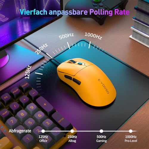 E-Yooso X51 Leichte 52g Gaming Maus mit Kabel - 4000 DPI, 1000Hz, 5 Programmierbare Tasten, Mattes Gehäuse, Stoffkabel, Flexible Stoffkabel, Präzise Klicks, Für PC/Laptop für Gaming & Office Bild 4