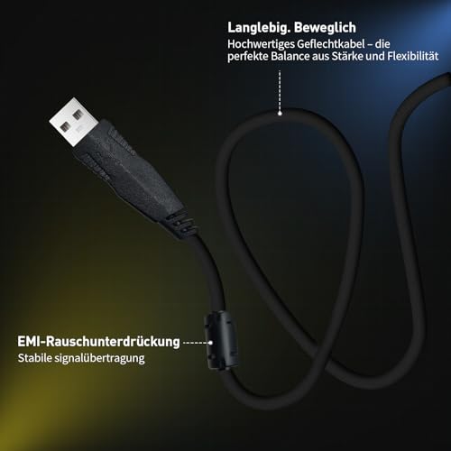 E-Yooso X51 Leichte 52g Gaming Maus mit Kabel - 4000 DPI, 1000Hz, 5 Programmierbare Tasten, Mattes Gehäuse, Stoffkabel, Flexible Stoffkabel, Präzise Klicks, Für PC/Laptop für Gaming & Office Bild 5