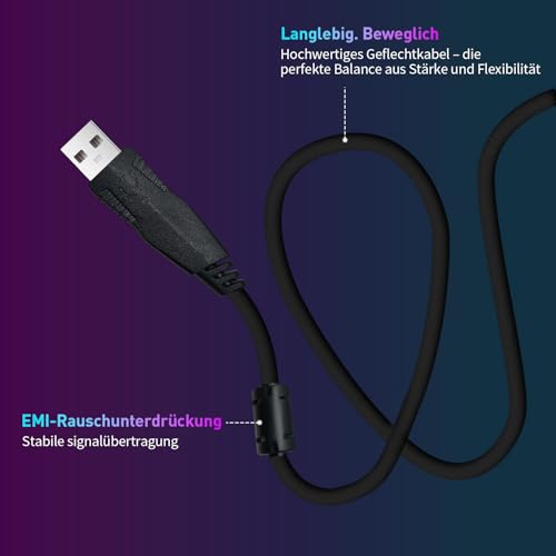 E-Yooso X51 Leichte Kabelgebundene Gaming Maus (52g) – 4000 DPI, 1000Hz, 5 programmierbare Tasten mit LED-Anzeige, ergonomisch für PC/Laptop (Schwarz) Bild 5