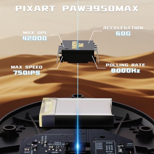 ATTACK SHARK V5 8KHz Kabellose Gaming-Maus, 53G SUPERLEICHT,PixArt PAW3950MAX-Sensor,Nordic 52840 MCU,BT/2,4G/USB-C-Mäuse mit Spiralkabel,42KDPI,Ice-Feel-Beschichtung,Ideal für große Hände,Weiß Bild 4