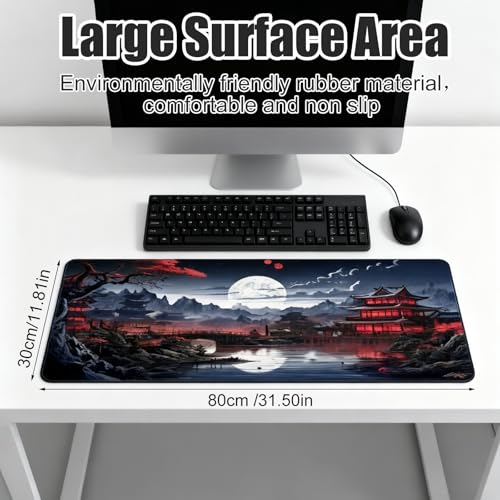 800 x 300 mm Gummimatten Gaming-Mauspads,Japanische Kunst Mauspads,Rutschfester Gummiboden,Der Chinesische Wind Ideale Größe Gaming Mauspad,Gamer Mouse Pad mit Nähten für Computer,Maus und Tastatur Bild 2