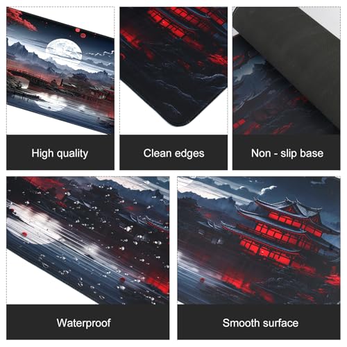 800 x 300 mm Gummimatten Gaming-Mauspads,Japanische Kunst Mauspads,Rutschfester Gummiboden,Der Chinesische Wind Ideale Größe Gaming Mauspad,Gamer Mouse Pad mit Nähten für Computer,Maus und Tastatur Bild 3