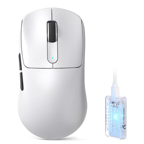 ATTACK SHARK V5 Kabellose Gaming Maus 53g, 20000 FPS, Optische Schalter, PAW3950MAX 42K DPI Sensor, 8KHz RGB Empfänger, Tri-Mode BT/2.4GHz/USB-C, 500mAh, Mittel- bis Große Hände (Weiß) Bild 1