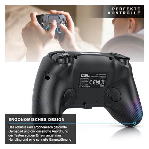 CSL - 2x Wireless Gamepad für PS4 und PC - PC Anschluss - Wireless Controller - Dual Vibration - Headset Ausgang - Turbo Funktion - Touchpad - Share-Taste - M-Taste für freie Belegung Bild 4