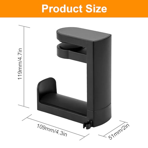 Kopfhörer Ständer, Kopfhörer Halterung Tisch, 360° Drehung Headset Ständer, Headphone Stand Schreibtisch Kopfhöreraufhänger Kopfhörer Clip Gaming Headset Halterung (Schwarz) Bild 6