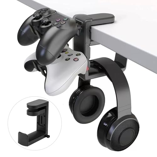 Kopfhörer Ständer, Kopfhörer Halterung Tisch, 360° Drehung Headset Ständer, Headphone Stand Schreibtisch Kopfhöreraufhänger Kopfhörer Clip Gaming Headset Halterung (Schwarz) Bild 7
