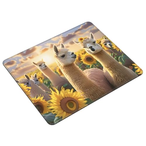 Mauspad Alpaka Sonnenblumen Klein Mousepad 300 x 250 mm - Vernähter Rand - rutschfest - für Gaming Büro Home - 30 x 25 cm Mouse Pad Mat - Mausunterlage klein f alle Maus Arten, Geschenk H-975 Bild 2
