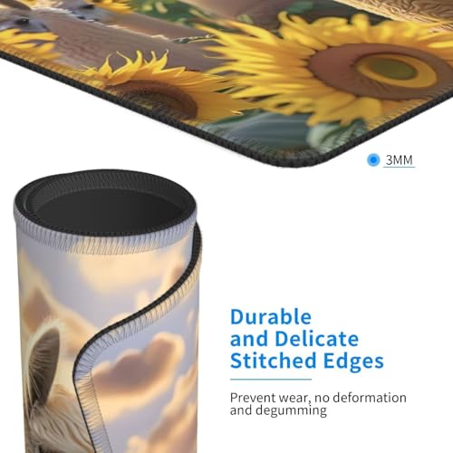 Mauspad Alpaka Sonnenblumen Klein Mousepad 300 x 250 mm - Vernähter Rand - rutschfest - für Gaming Büro Home - 30 x 25 cm Mouse Pad Mat - Mausunterlage klein f alle Maus Arten, Geschenk H-975 Bild 4