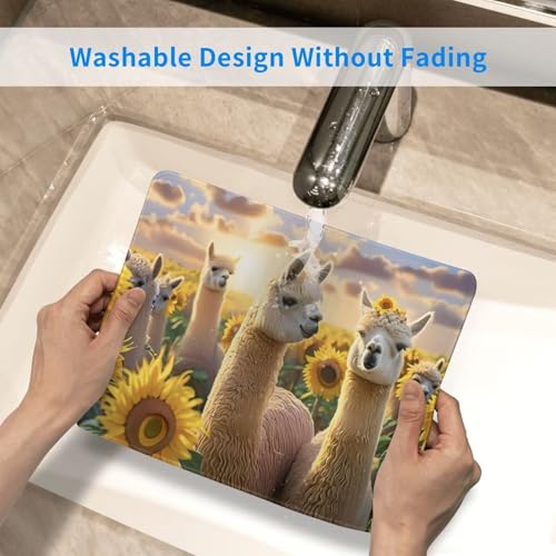 Mauspad Alpaka Sonnenblumen Klein Mousepad 300 x 250 mm - Vernähter Rand - rutschfest - für Gaming Büro Home - 30 x 25 cm Mouse Pad Mat - Mausunterlage klein f alle Maus Arten, Geschenk H-975 Bild 6