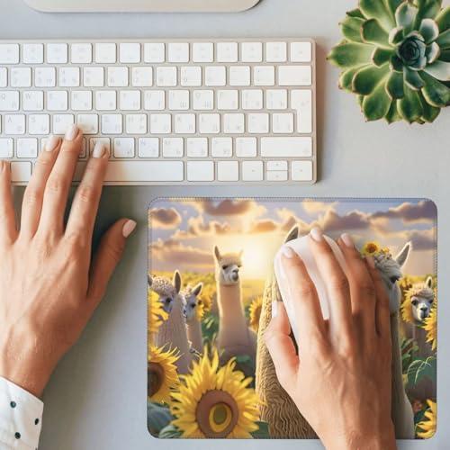 Mauspad Alpaka Sonnenblumen Klein Mousepad 300 x 250 mm - Vernähter Rand - rutschfest - für Gaming Büro Home - 30 x 25 cm Mouse Pad Mat - Mausunterlage klein f alle Maus Arten, Geschenk H-975 Bild 7