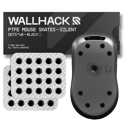 Wallhack PTFE Maus Dot-Skates Still | Universale Premium Skates für Gaming Mäuse | Ultra-Glattes Gleiten auf Stoff & Glaspads | Geschwindigkeit & Kontrolle Anpassen | Schnell & Einfach | Schwarz, 7mm Bild 1