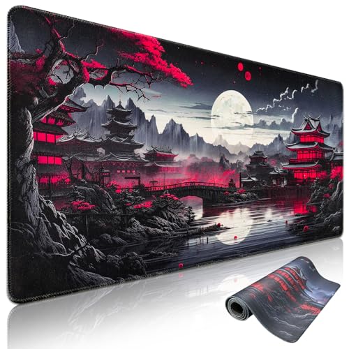 Niviy XXL Gaming Mauspad 900 x 400mm Japan Malerei Mousepad,Überdimensionales Schreibtischunterlage mit Nähten an den Rändern rutschfeste Tischunterlage Gaming,Mauspad für PC,Maus und Tastatur Bild 1