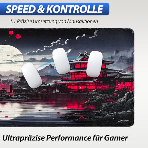 Niviy XXL Gaming Mauspad 900 x 400mm Japan Malerei Mousepad,Überdimensionales Schreibtischunterlage mit Nähten an den Rändern rutschfeste Tischunterlage Gaming,Mauspad für PC,Maus und Tastatur Bild 3