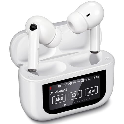 Bluetooth Kopfhörer mit Touchscreen, In Ear Kopfhörer Kabellos Bluetooth 5.4, In-Ear Ohrhörer mit ANC+ENC Noise Cancelling, IPX7 Wasserdichte Kopfhörer 48H HiFi Stereo Ohrhörer mit 5 EQ-Modi Weiß Bild 1