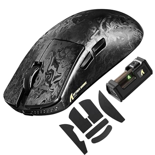 ATTACK SHARK R11 Ultra Carbonfaser 8000Hz Kabellose Gaming-Maus, 49g Superlight, 42000 DPI, 20000 FPS, PAW3950MAX, Nordic 52840, Ice-Feel-Beschichtung, BT/2.4G/Kabelgebundene, PC/Mac, Forged Schwarz Bild 1