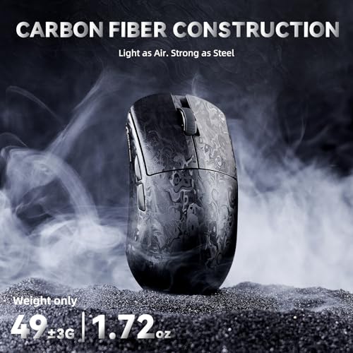 ATTACK SHARK R11 Ultra Carbonfaser 8000Hz Kabellose Gaming-Maus, 49g Superlight, 42000 DPI, 20000 FPS, PAW3950MAX, Nordic 52840, Ice-Feel-Beschichtung, BT/2.4G/Kabelgebundene, PC/Mac, Forged Schwarz Bild 3