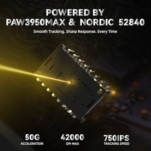 ATTACK SHARK R11 Ultra Carbonfaser 8000Hz Kabellose Gaming-Maus, 49g Superlight, 42000 DPI, 20000 FPS, PAW3950MAX, Nordic 52840, Ice-Feel-Beschichtung, BT/2.4G/Kabelgebundene, PC/Mac, Forged Schwarz Bild 4
