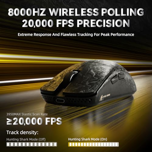 ATTACK SHARK R11 Ultra Carbonfaser 8000Hz Kabellose Gaming-Maus, 49g Superlight, 42000 DPI, 20000 FPS, PAW3950MAX, Nordic 52840, Ice-Feel-Beschichtung, BT/2.4G/Kabelgebundene, PC/Mac, Forged Schwarz Bild 5