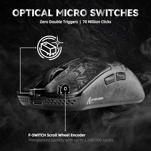 ATTACK SHARK R11 Ultra Carbonfaser 8000Hz Kabellose Gaming-Maus, 49g Superlight, 42000 DPI, 20000 FPS, PAW3950MAX, Nordic 52840, Ice-Feel-Beschichtung, BT/2.4G/Kabelgebundene, PC/Mac, Forged Schwarz Bild 6