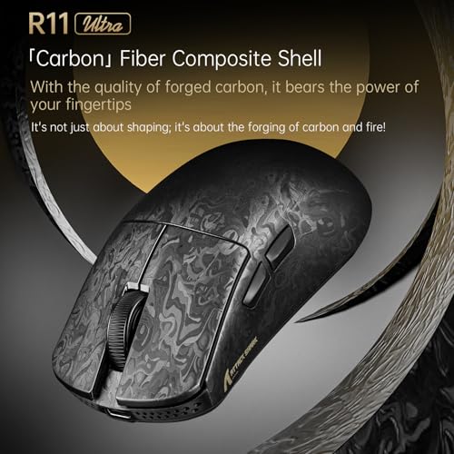 MAMBASNAKE x Attack Shark R11ULTRA Carbon Fiber Wireless Gaming Mouse, 8000Hz, 49g Superlight, 42000DPI, PAW3950MAX Sensor, Nordic 52840 Chip, Nano-Metal Ice Coating, 20000 FPS, BT/2.4G/USB-C Mice Bild 6