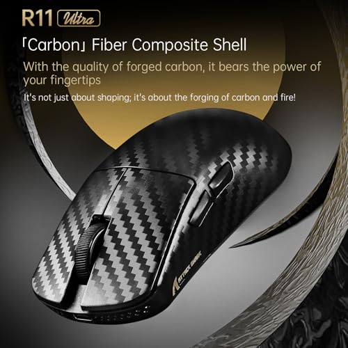 MAMBASNAKE x Attack Shark R11ULTRA Carbon Fiber Wireless Gaming Mouse, 8000Hz, 49g Superlight, 42000DPI, PAW3950MAX Sensor, Nordic 52840 Chip, Nano-Metal Ice Coating, 20000 FPS, BT/2.4G/USB-C Mice Bild 6
