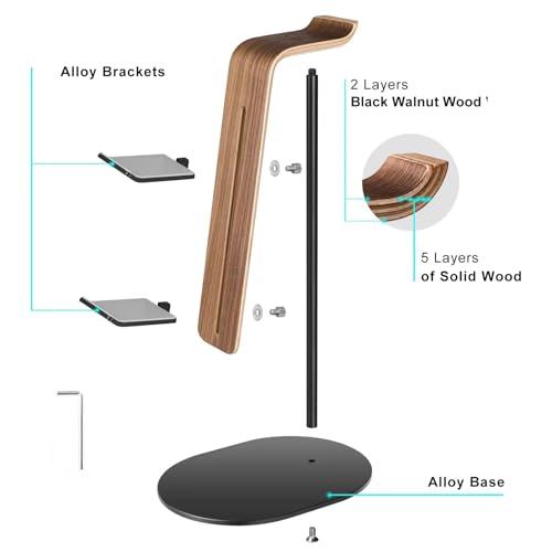 Headset-Ständer, Aluminium-Holz-Headset-Ständer, Gaming-Controller und Kopfhörerhalter Bild 2