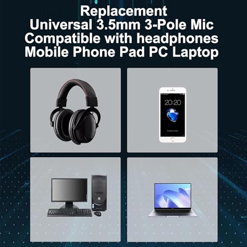 Ersatz Universal Mikrofon 3,5mm 3-Pol für Diktiergerät,Kopfhörern,Tablet,Laptop Abnehmbares Mikrofon mit Geräuschunterdrückung Professionelle Klangqualität Kristallklarer Sound Ra Bild 2