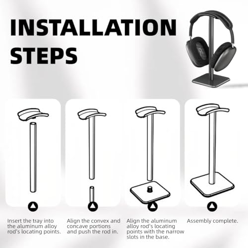 Kiuiom Abnehmbare Kopfhörer Ständer,Kopfhörerhalter,Kopfhörer Halterung Schreibtisch,Headset Ständer,Gaming-Headset-Halter mit TPU Rutschfestem Silikon für Alle Kopfhörergrößen,Schwarz Bild 5