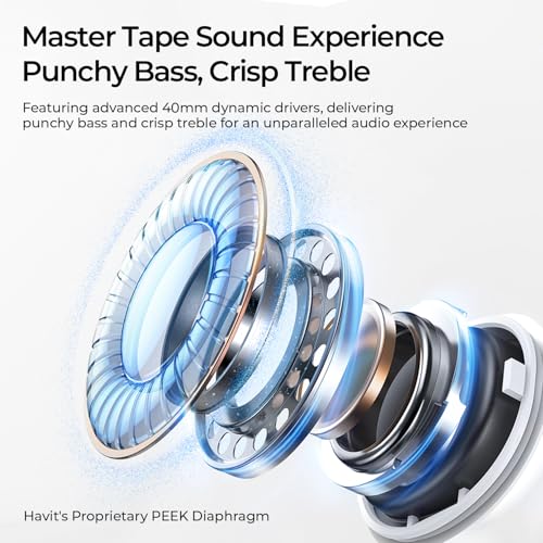 havit Space S1 Adaptive Active Noise Cancelling Headphones, LHDC Bluetooth 6.0 Hi-Res Wireless Over Ear Bluetooth Headphones with 5 Mic ENC, 100H Playtime, Overhead Headphones with Spatial Audio Bild 5