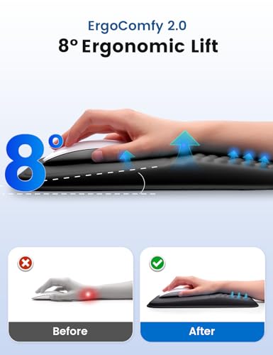 VAYDEER Ergonomische Maus-Handballenauflage – Memory-Schaum Mauspad für Handgelenkstütze, rutschfest, ideal für Büro, Homeoffice & Gaming, Schwarz Bild 2
