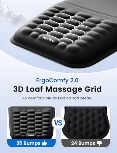 VAYDEER Ergonomische Maus-Handballenauflage – Memory-Schaum Mauspad für Handgelenkstütze, rutschfest, ideal für Büro, Homeoffice & Gaming, Schwarz Bild 3
