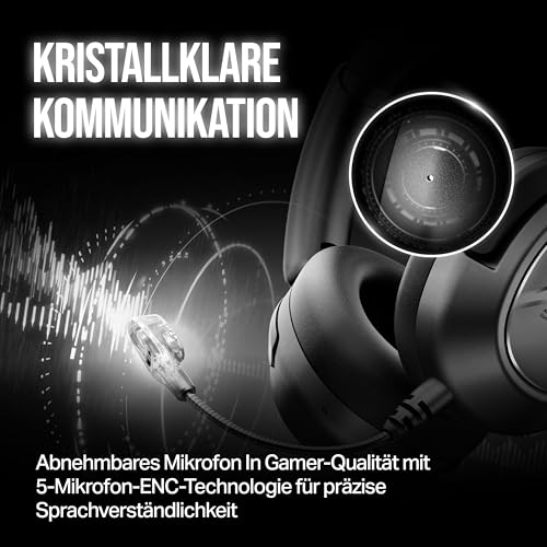 OXS Storm A2 kabelloses Gaming-Headset, Aktive Geräuschunterdrückung, 2,4 GHz Niedrige Latenz & Bluetooth 5.4, Duale EQ-Modi, 70 Stunden Akkulaufzeit, für PC, PS4, PS5, Switch und Handy, Schwarz Bild 6