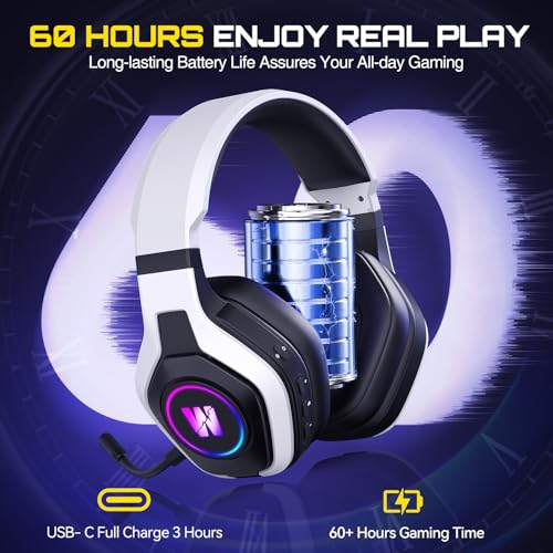 Kabelloses Gaming-Headset mit Mikrofon mit Geräuschunterdrückung für PS5, PC, PS4, Gaming-Kopfhörer mit USB- und Typ-C-Anschluss Bild 3