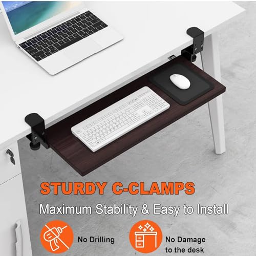Klemmfreie Tastaturablage, ausziehbare Armlehne, Ablage für Schreibtisch, ausziehbare Tastatur und Maus, Plattform unter dem Schreibtisch, ergonomische Unterstützung für Heimbüro, Gaming Bild 3