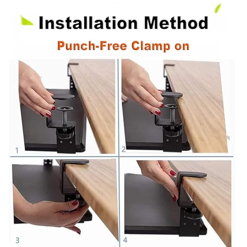 Klemmfreie Tastaturablage, ausziehbare Armlehne, Ablage für Schreibtisch, ausziehbare Tastatur und Maus, Plattform unter dem Schreibtisch, ergonomische Unterstützung für Heimbüro, Gaming Bild 4
