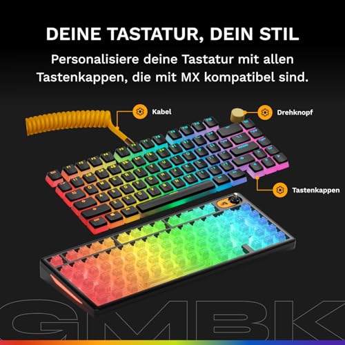 GLORIOUS Gaming Mechanische Keyboard GMBK 75 Percent DE ISO-Layout, Austauschbare MX-Tastenkappen, abnehmbares USB, IP57 Wasser und staubresistent, 10-Zonen RGB-Lichter Deutsche QWERTZ-Belegung Bild 2