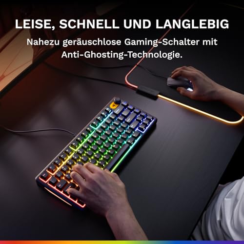 GLORIOUS Gaming Mechanische Keyboard GMBK 75 Percent DE ISO-Layout, Austauschbare MX-Tastenkappen, abnehmbares USB, IP57 Wasser und staubresistent, 10-Zonen RGB-Lichter Deutsche QWERTZ-Belegung Bild 5