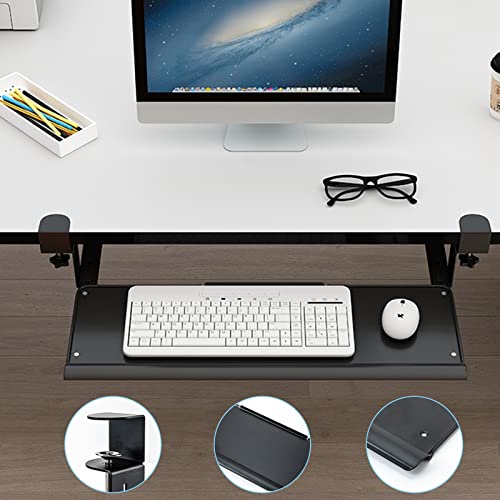 Ergonomische, erweiterbare Schreibtischablage, 60 x 20 cm, Metall-Tastatur- und Maus-Plattform, 18 kg Kapazität, leichtgängige Schienen, schwarz, ideal für Heimbüro und Gaming-Setup Bild 6