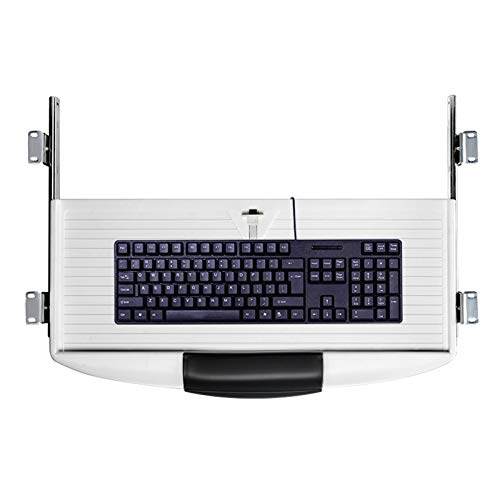 Große schwarze Computer-Tastaturablage, 58,4 x 40,6 cm, Kunststoff, mit Gleitschiene und drehbarem Maus-Tablett, perfekt für Gaming-Schreibtische und Desktop-Workstations. Bild 1