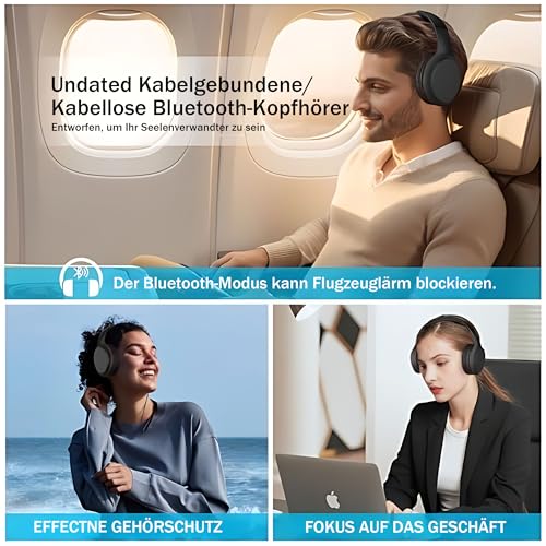 elzle Bluetooth Kopfhörer Over Ear mit 82 Std. Spielzeit, Bluetooth 5.3 Kopfhörer, 3 EQ Modi, Eingebautem Mikrofon, Faltbare Leichtes Design für Reise, Arbeit, Gaming Bild 3