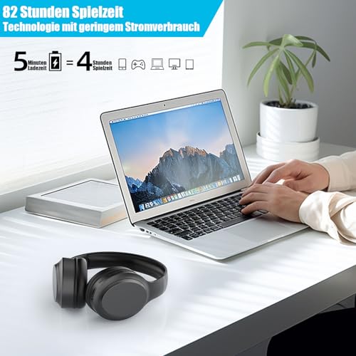 elzle Bluetooth Kopfhörer Over Ear mit 82 Std. Spielzeit, Bluetooth 5.3 Kopfhörer, 3 EQ Modi, Eingebautem Mikrofon, Faltbare Leichtes Design für Reise, Arbeit, Gaming Bild 6