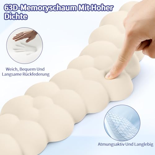 Sushret Handballenauflage Tastatur Wolke, Ergonomische Handauflage Mit PU Leder Memory Schaum, Cloud Wrist Rest, Niedliche Wolken Handgelenkstütze Maus Für PC Gaming Zubehör –Beige Bild 4